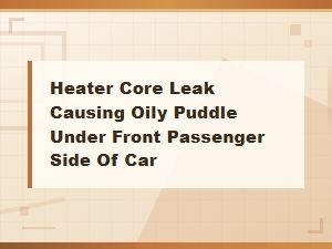 Heater Core Leak Causing Oily Puddle Under Front Passenger Side